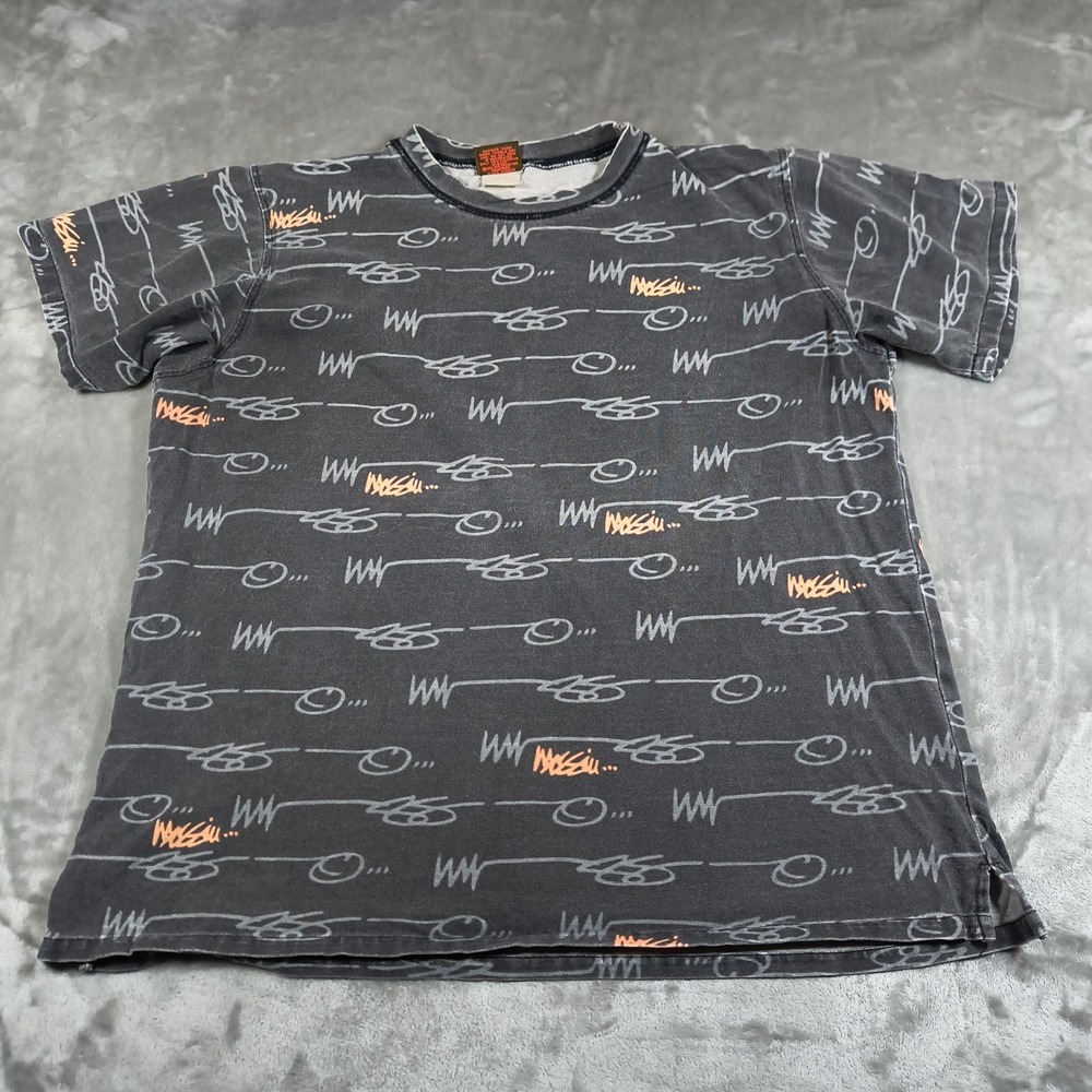 Vintage Mossimo Shirt Men Medium All Over Print Graffiti USA Single Stitch‎ Y2K